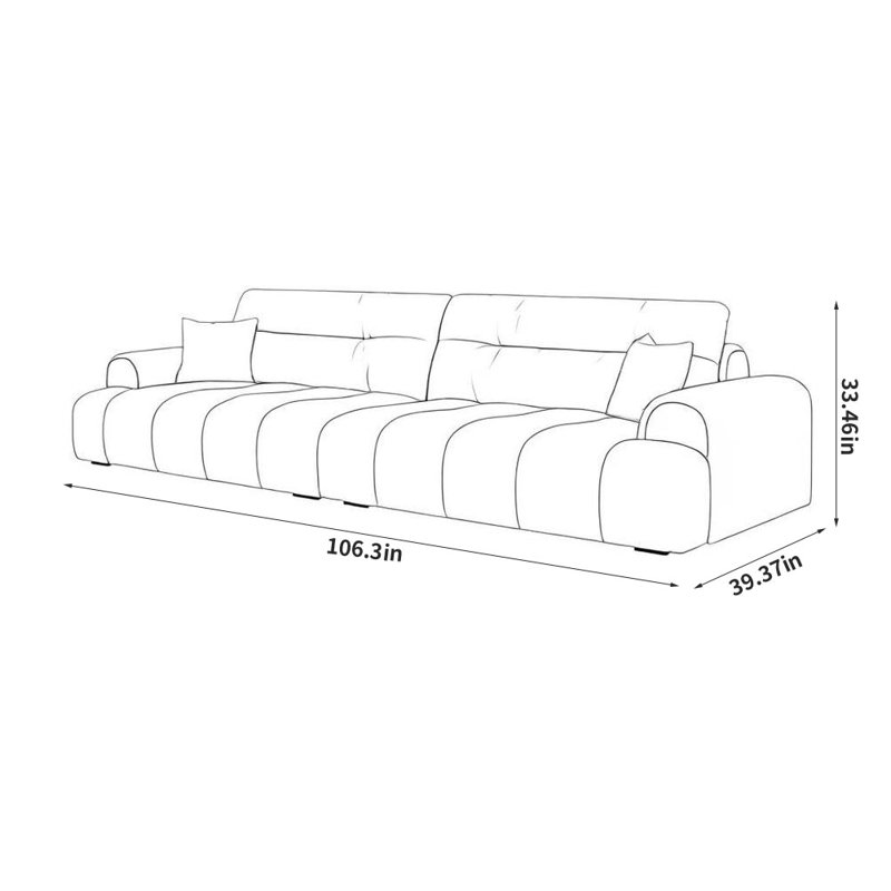 Canapé moderne en tissu simple, Gris foncé, H 33,46 po x l 106,3 po x P 39,37 po