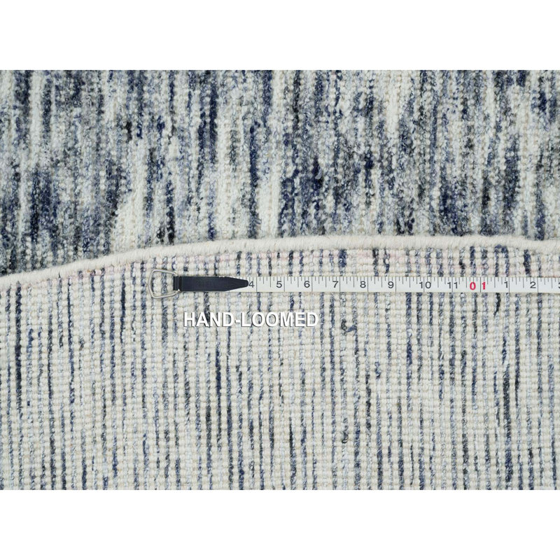 Tapis bleu / ivoire noué à la main de conception unique 12 pi x 12 pi New Age Tylani