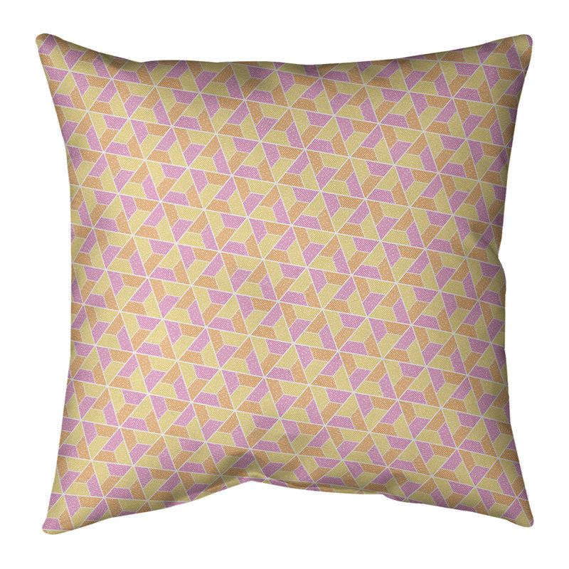 Katelyn Elizabeth Geometric Linen Reversible Throw Pillow, Polyester/Polyfill, 18" x 18", Yellow/Orange/Pink