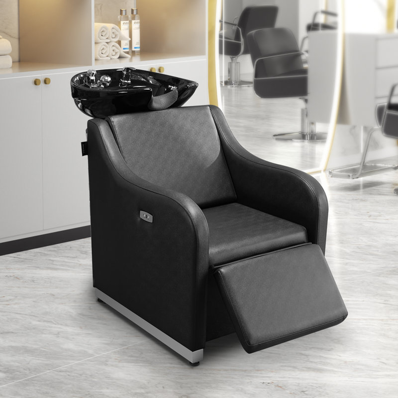 Fauteuil de lavage de shampooing avec repose-pieds réglable électrique et bol en céramique Latitude Run®