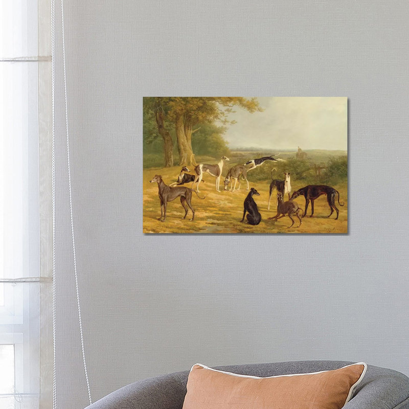 Nine Greyhounds In A Landscape by Jacques-Laurent Agasse - Wrapped Canvas Painting, 66.04 cm H x 45.72 cm W x 1.91 cm D