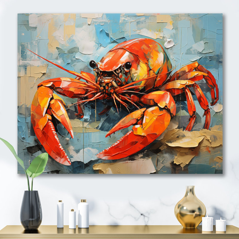 " Crayfish Creek Dweller Collage ", 16" H x 32" W x 1" D, Wrapped Canvas