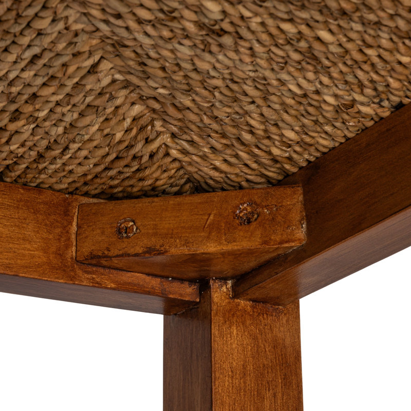 Willowbrook Solid Wood and Natural Woven Seagrass Rope Counter Height Bar Stool, Honey Walnut Stain