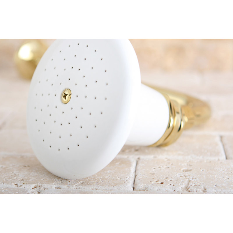 Pomme de douche ronde en céramique Kingston, Laiton poli