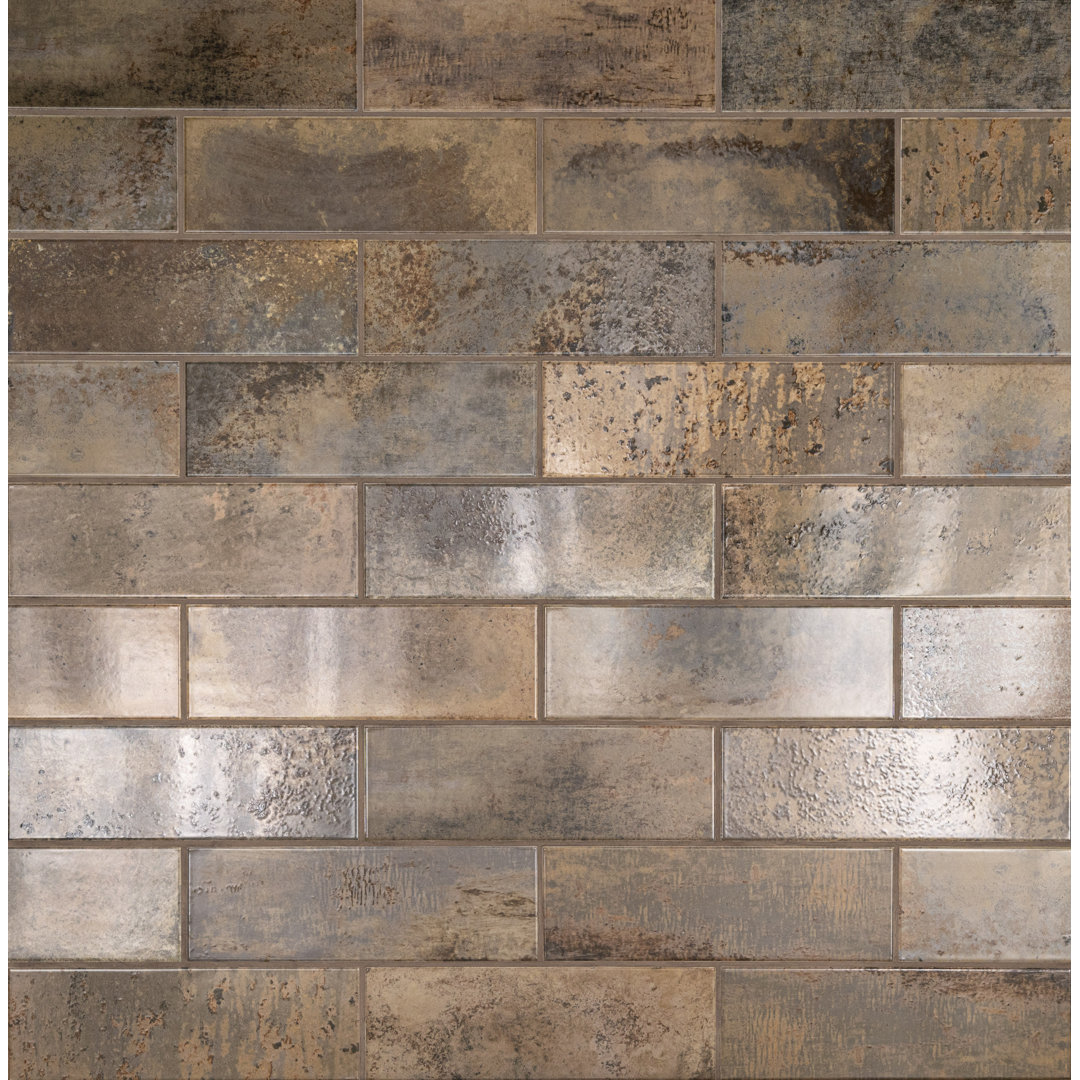 Metallo 4 in. x 12 in. Glossy Ceramic Subway Wall Tile Ackland 