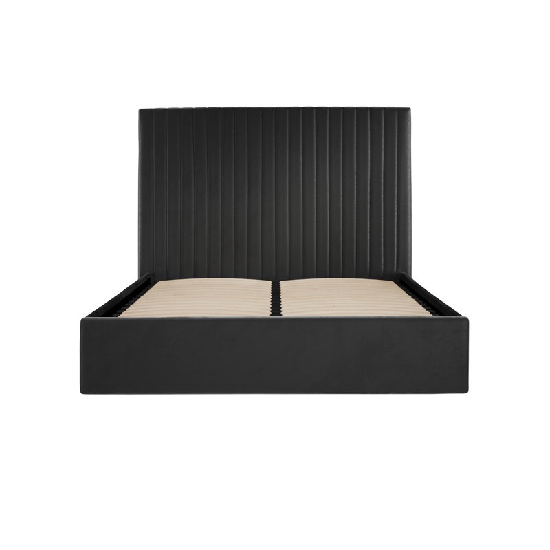 BERLIN TALL UPHOLSTERED OTTOMAN BED, Black, Super King (6')