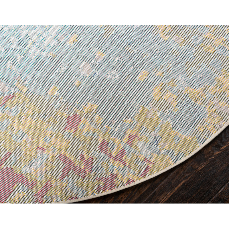 Kalmin Washable Abstract Indoor Rug, Round 8'