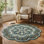 Cementon Handmade Green Floral 100% Wool Tufted Area Rug