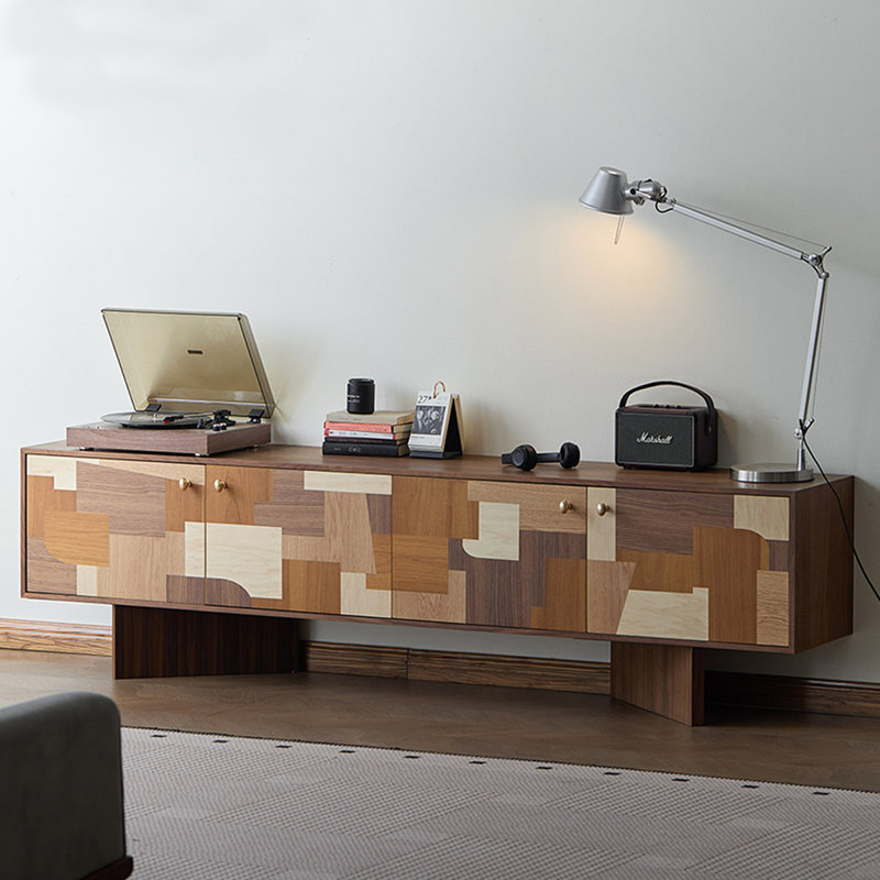 Meuble télé moderne en bois manufacturé massif, H 23,62 po x L 86,61 po x l 15,75 po