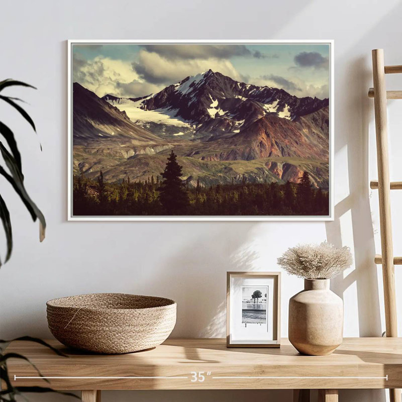 Montagnes de l'Alaska, Cadre flottant blanc, 25 po x 17 po