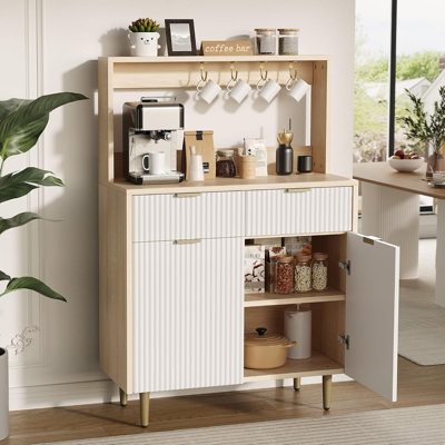 Buffet 2 portes avec 2 tiroirs, armoire de rangement en bois