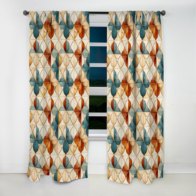 Earth Tones Damask Tiles Harmony - Damask Curtain - Blackout Damask Curtain - 1 Panels, 52" W x 63" L