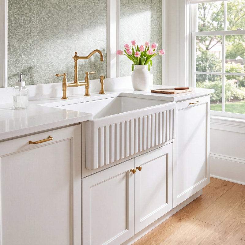 Sorrel 27" L x 18" W Farmhouse Kitchen Sink with Grid and Strainer