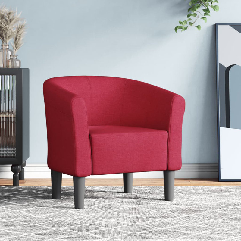 Fauteuil Winston Porter en tissu brun, Tissu rouge vin