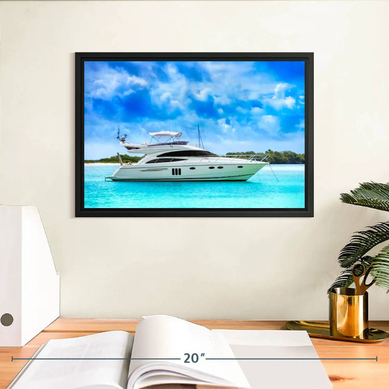 Yacht de luxe des Caraïbes, Cadre flottant noir, 13 po x 9 po
