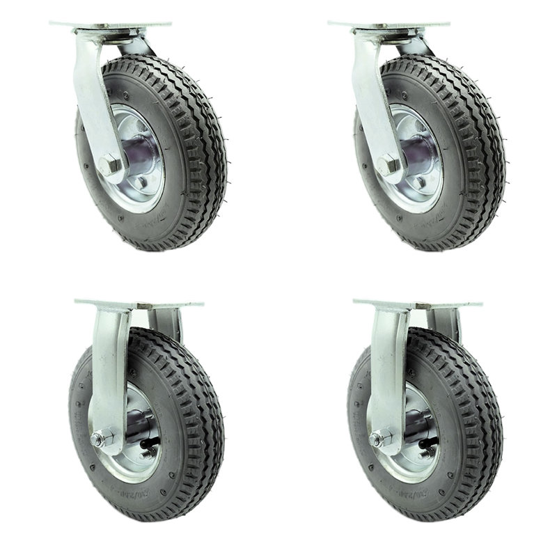 Ensemble de roulettes pneumatiques 2 pivotantes 2 rigides