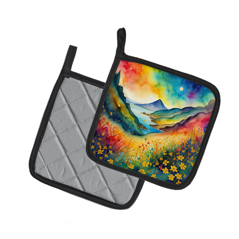 Colorful Hypericum or St. John?s Wort Pair of Pot Holders