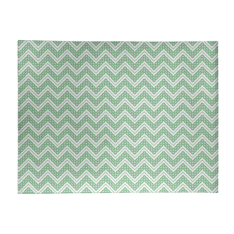 Tapis bleu/blanc à chevrons à main inversé, Rectangle 5 pi x 7 pi