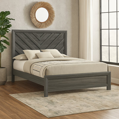 Velz W Chevron Patterned Headboard, Wood Finish
