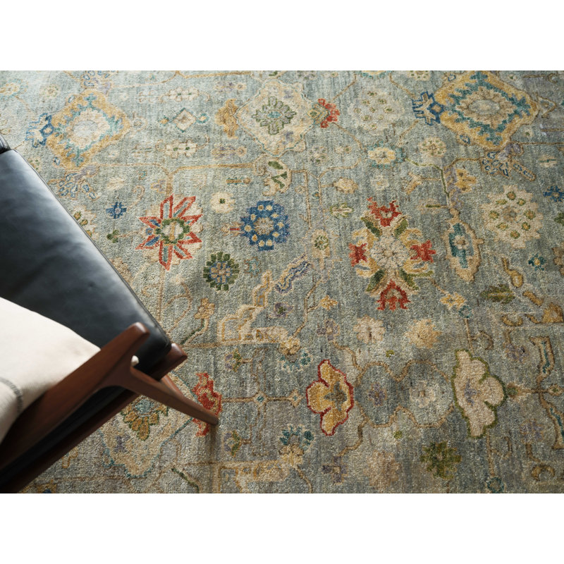 Oxford Hand-knotted Ghazni Wool, Light Blue Area Rug, Rectangle 8' x 10'