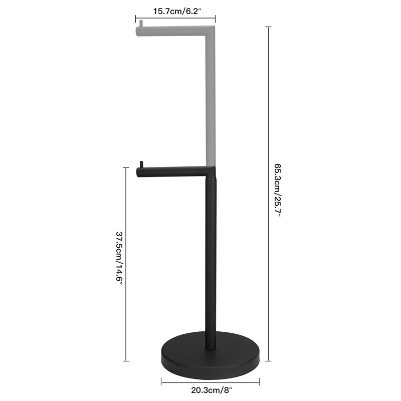 Matte Black Adjustable Freestanding Toilet Paper Holder