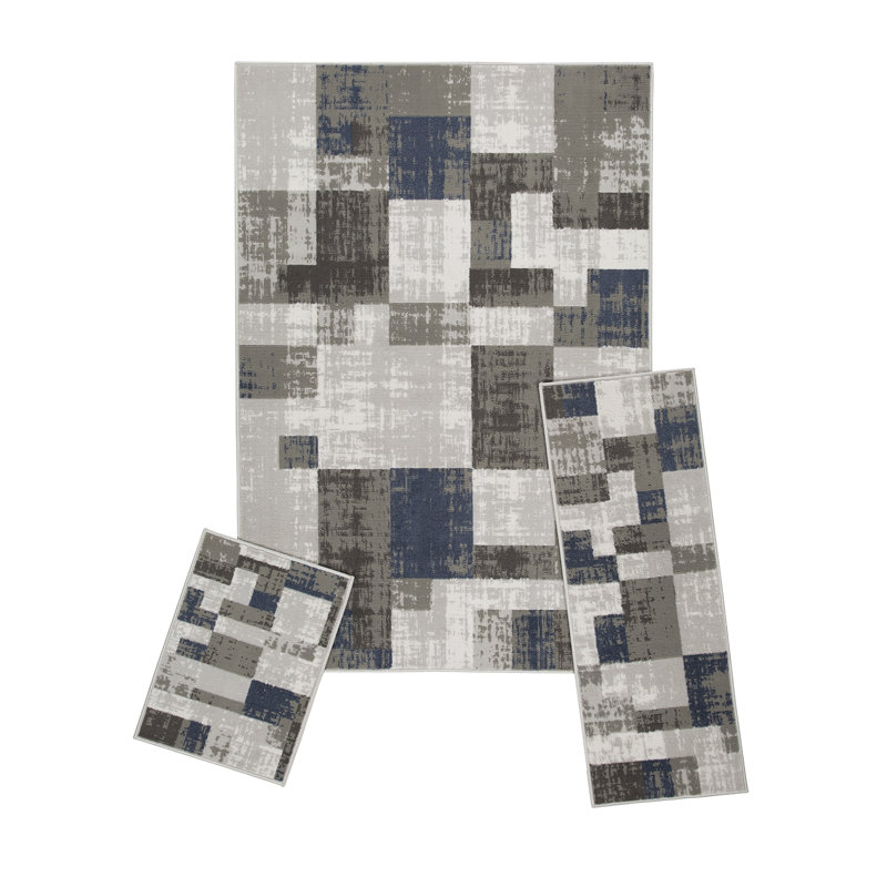 Geometric Blocks Area Rug Set