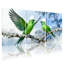 «Birds Green Birds on Snowy Branch», ensemble de 3 impressions sur toile-832430844