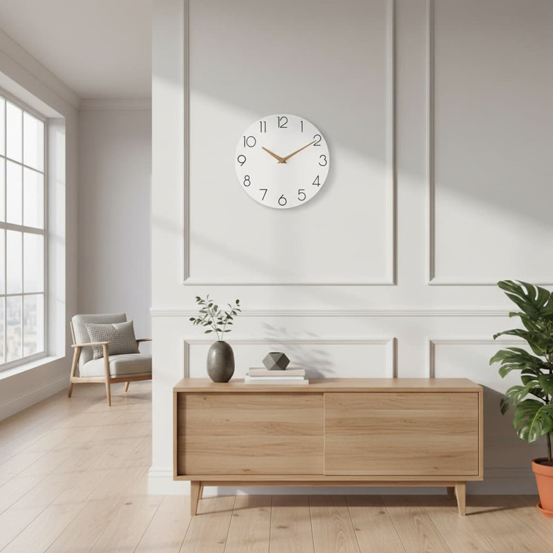 Wood Wall Clock, White