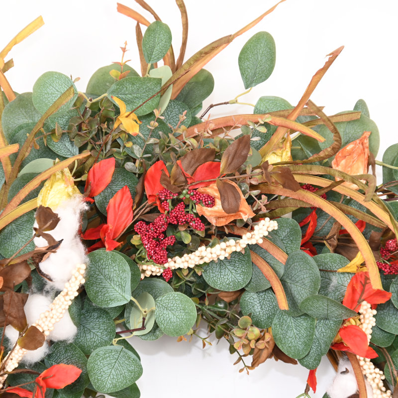 Couronne d'automne en coton 26 po