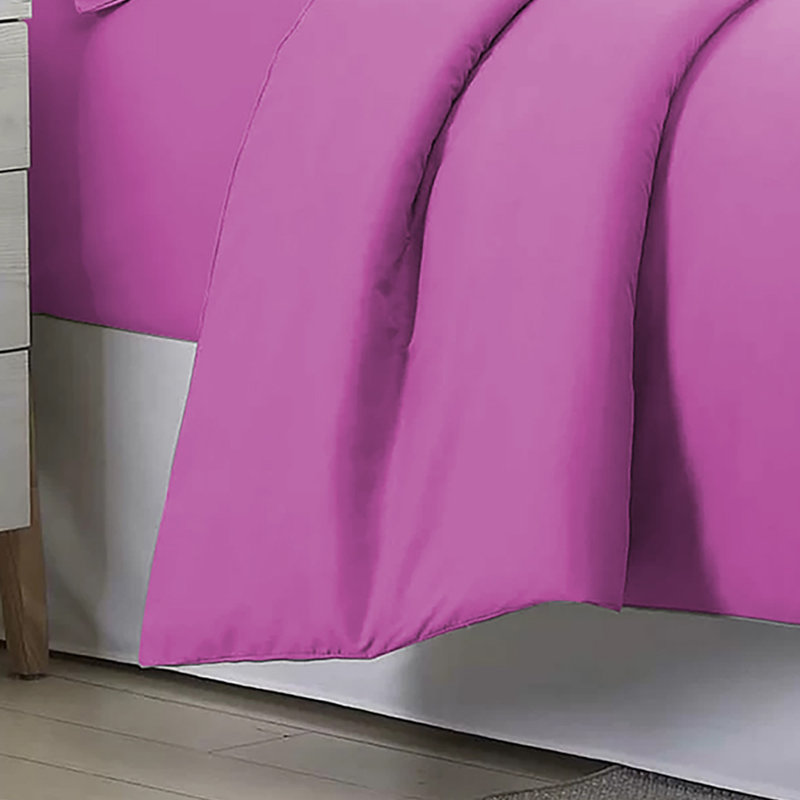 Humiston Solid Colour Duvet Cover Set with Pillowcases Included, King Duvet Cover + 2 Standard Pillowcases, Purple