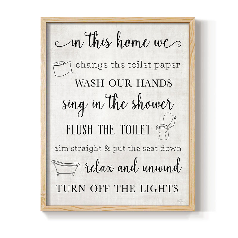 In This Bathroom Framed Print - Solid Wood, Natural, 15" H x 12" W