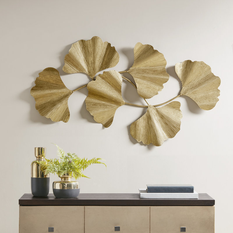 Faye Gold Foil Metal Ginkgo Leaf Wall Décor
