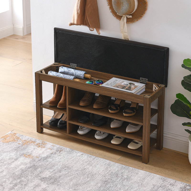 Banc à chaussures avec compartiments de rangement, Brun