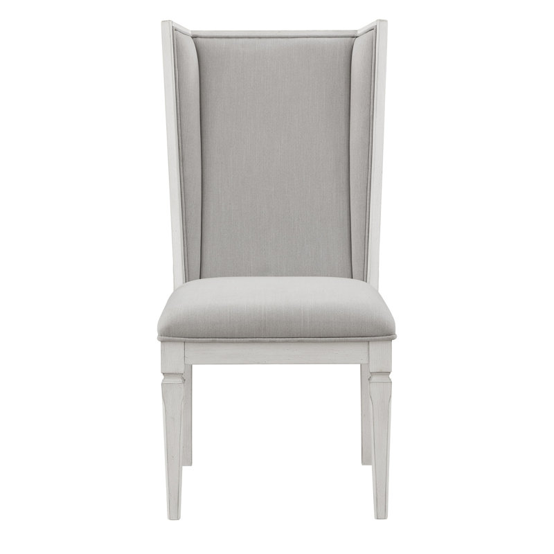 2 chaises d'appoint en lin gris et blanc vieilli. Hauteur du dossier de 24 po pour le soutien. Coussin de siège avec densité de mousse D25. Bois élégant. Fabriqué à partir de matériaux pour une utilisation à long terme (de 2) Profondeur du produit. Élégant