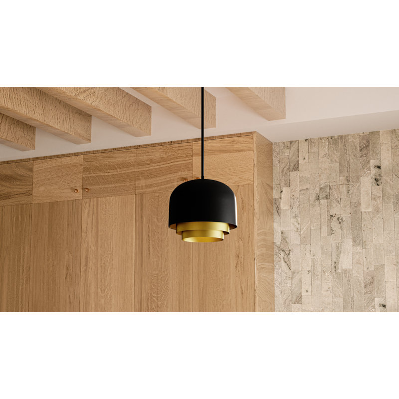 Frankie Matte Black Pendant, 11.5" H x 12" W x 12" D, 3