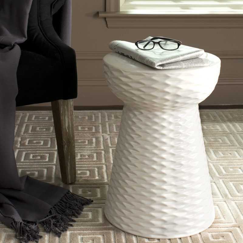 Tabouret d'appoint en céramique Verne, Crème