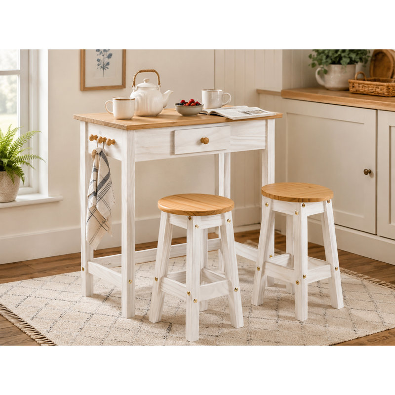 Ensemble de table de petit-déjeuner Freeport Haughton, Blanc/naturel