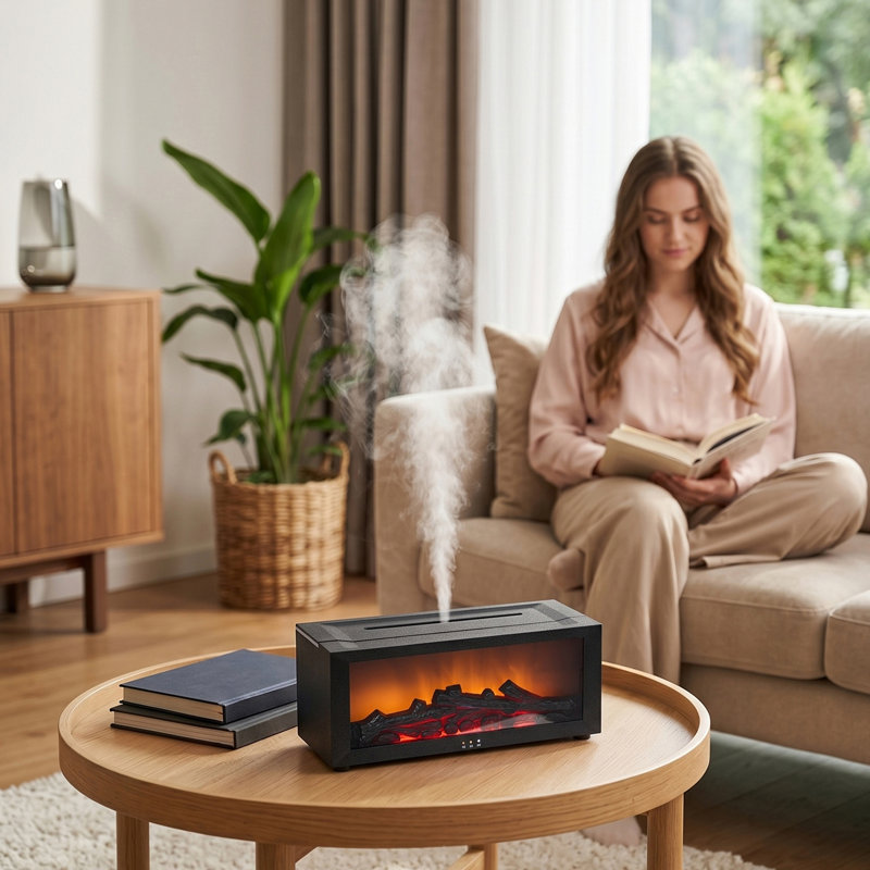 Fireplace Essential Oil Diffuser with Remote Control