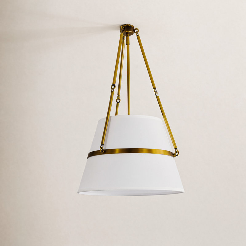 Oliver 1 - Light Pendant, Aged Gold/White Linen