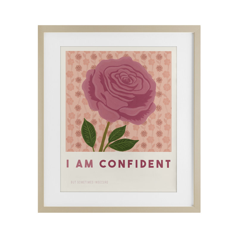 «Rose I Am Confident Affirmation», reproduction sous verre encadrée, design par Courtney Haley, H 16 po x l 13 po