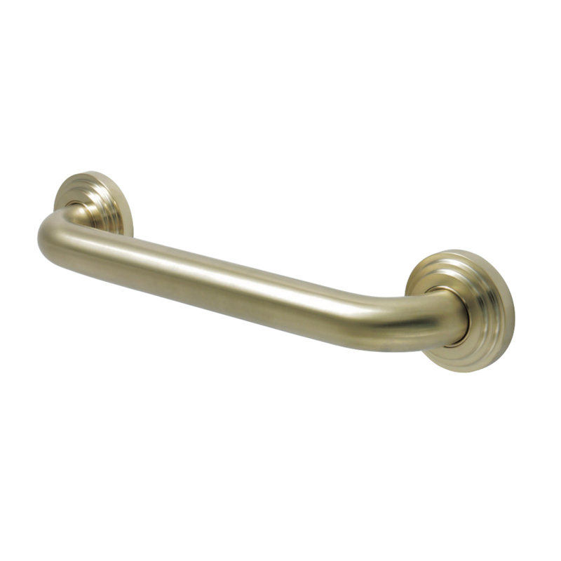 Kingston Brass Milano 1-1/4 Inch O.D Grab Bar, 12" W, Satin Brass