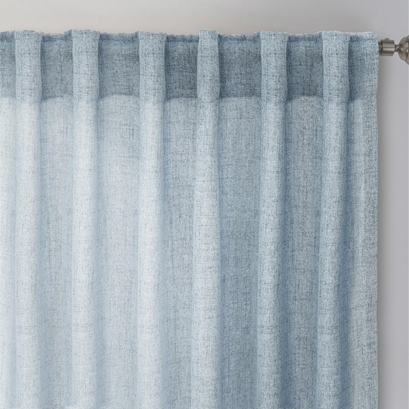 Janie Rod Pocket Semi-Sheer Curtain Panel Pair, 52" W x 96" L, Dusty Blue