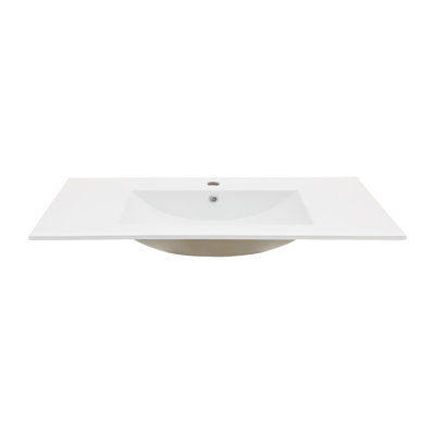 36"X18"  Rectangular Single Vanity Top With 3 Faucet Hole And Overflowsink Only