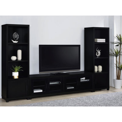 79-Inch Black Tv Stand With Two Media Towers, Three Entertainment Center For And Gaming Setup In Home Living Storage Room