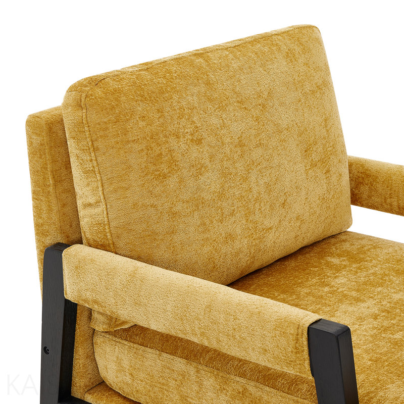 Fauteuil d'appoint rembourré en tissu de style Mid-Century en chenille, Yellow