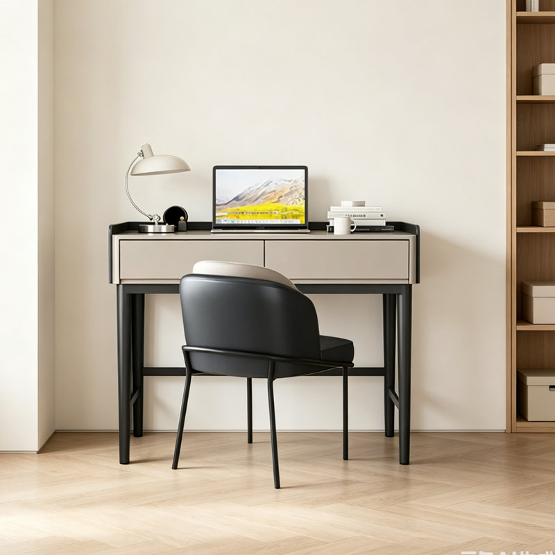 Bureau compact et pratique en bois massif à 2 tiroirs, 30.7" H x 39.37" W x 19.68" D