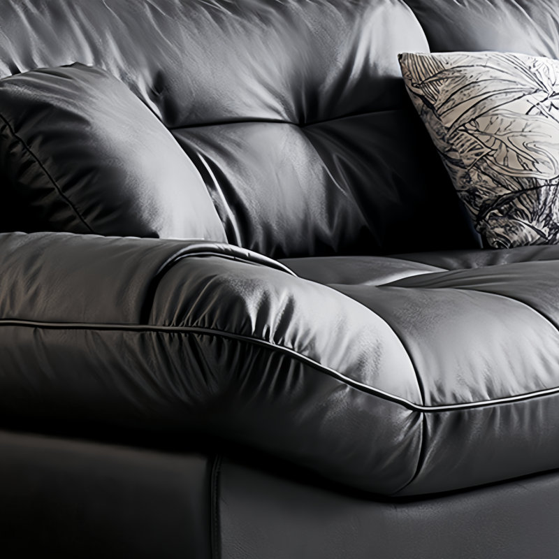 Black Straight Living Room Sofa