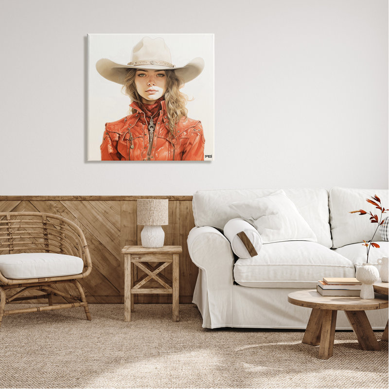 Western Cowgirl Portrait par RB, H 30 po x l 30 po x P 1,5 po