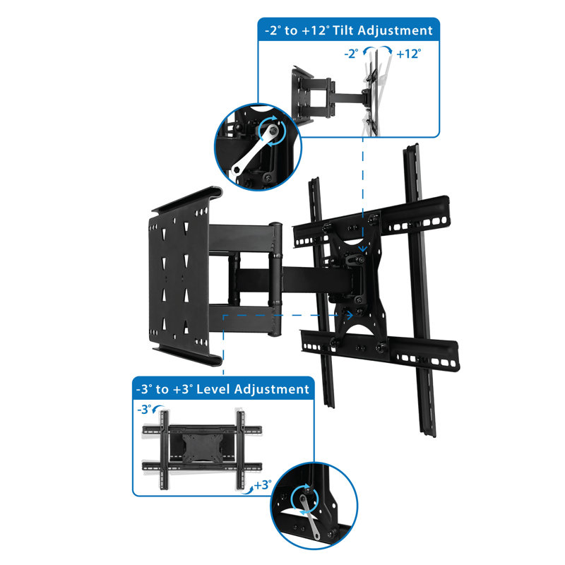 Mount-It Full Motion Large TV Wall Mount w/ Extension For 40" - 80" Flat or Curved Large Screen TVs
