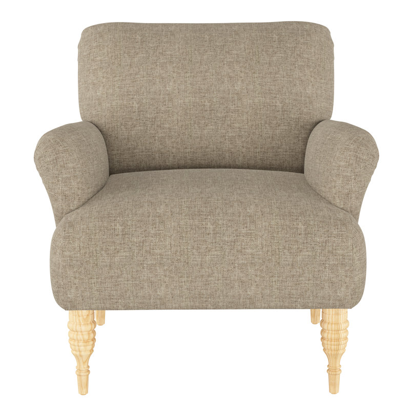 Upholstered Armchair, Zuma Natural Textured Linen, Zuma White Textured Linen